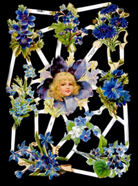 Elfe in blauen Blumen Poesie Album Bild