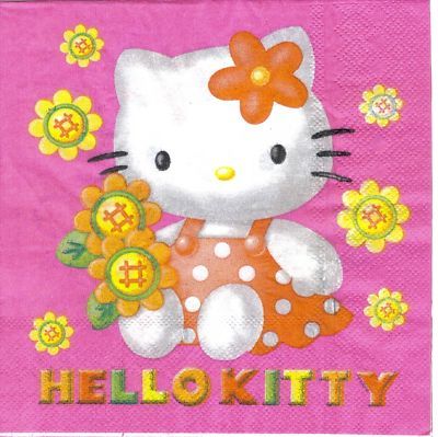 Hello Kitty pink / gelbe Blumen