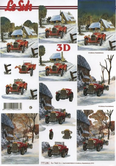3D Bogen Schneidebogen  Oldtimer Auto im Winter