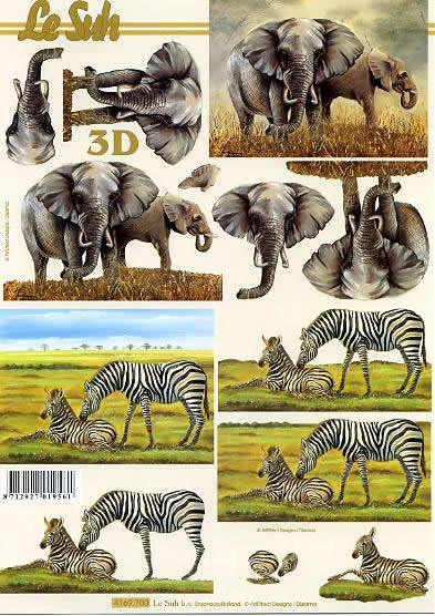 3D Bogen Schneidebogen  Zebra & Elefant