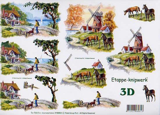 3D Bogen Schneidebogen Haus und Mühle 953