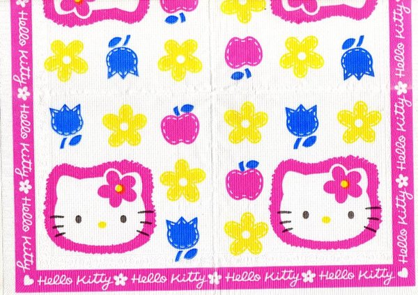 Hello Kitty  Blumen rosa Rand Herz