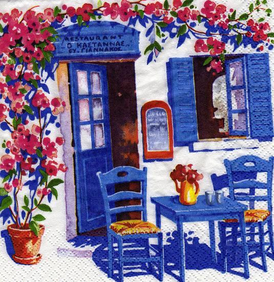 Griechenland Taverna  Sitzplatz vor dem Restaurant