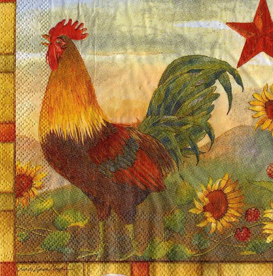 Rooster & Sunflowers