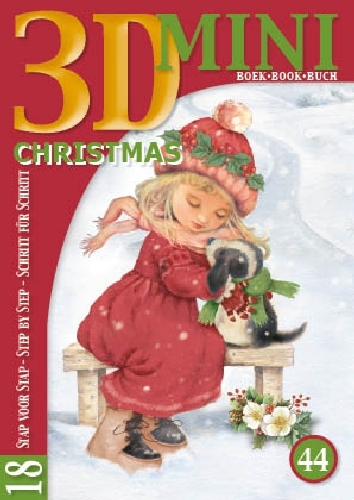 3D Mini Buch Christmas  Mädchen mit Hund