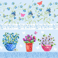 Blumentöpfe Margerite , Tulpe , Glockenblumen  & Schmetterlinge