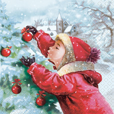 Kind schmückt den Weihnachtsbaum  - Anna