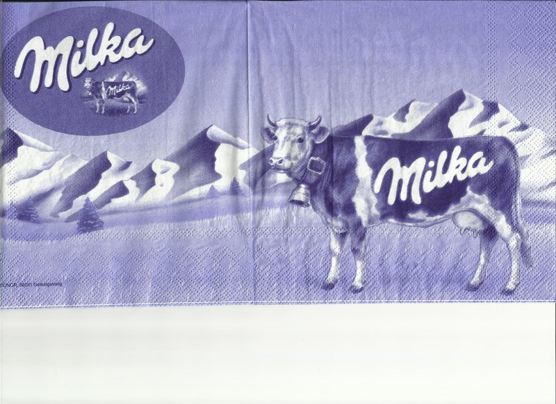 Milka 3 x Servietten lila mit weißen Punkten CupCake Kuchen Milka 24 x 24 cm Neu 