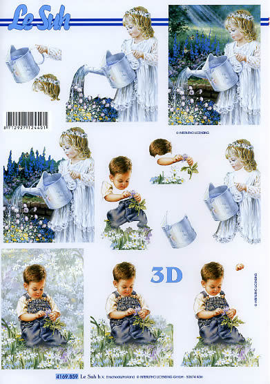 3D Bogen Schneidebogen Mädchen und Junge Wiese Blumen  859