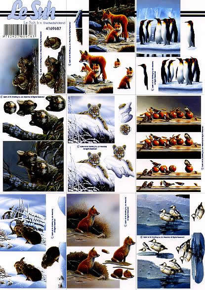 3D Bogen Schneidebogen Tiere Fuchs Tiger Wolf Pinguine  687