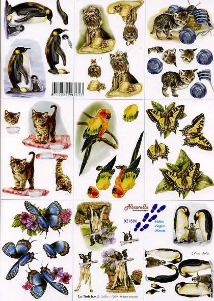 3D Bogen Schneidebogen Tiere  Katze Hund Pinguine Schmetterling Papagei  86