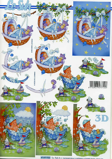 3D Bogen Schneidebogen  Baby in Badewanne  blau  933