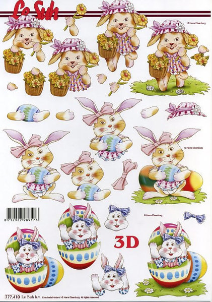 3D Bogen Schneidebogen HAsen Eier und Blumenkorb 410