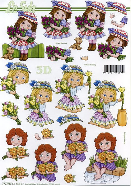 3D Bogen Schneidebogen  Mädchen und  Blumen   407