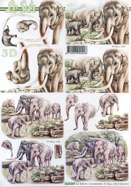 3D Bogen Schneidebogen Elefantenfamilie  547
