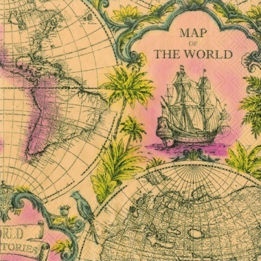Map of the World - Weltkarte terracotta