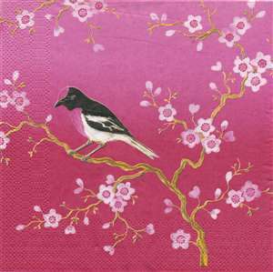 Kyoto Blossom Bird  -- Vogel auf Ast pink