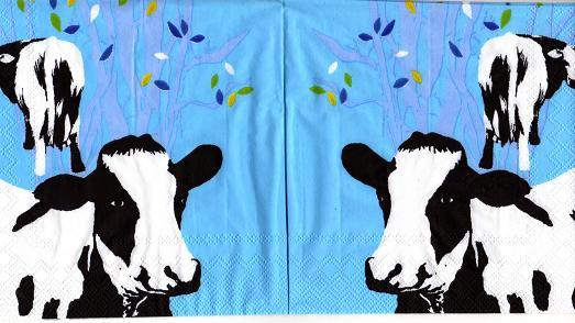 Kuh - Cow in Field blue
