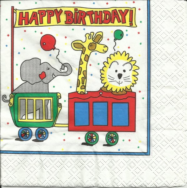 Happy Birthday Löwe , Elefant und Giraffe in Lok