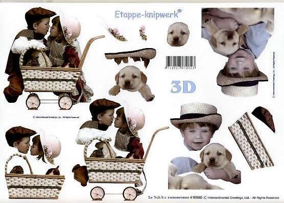 3D Bogen Schneidebogen Nostalgie Kinder und Hund  980
