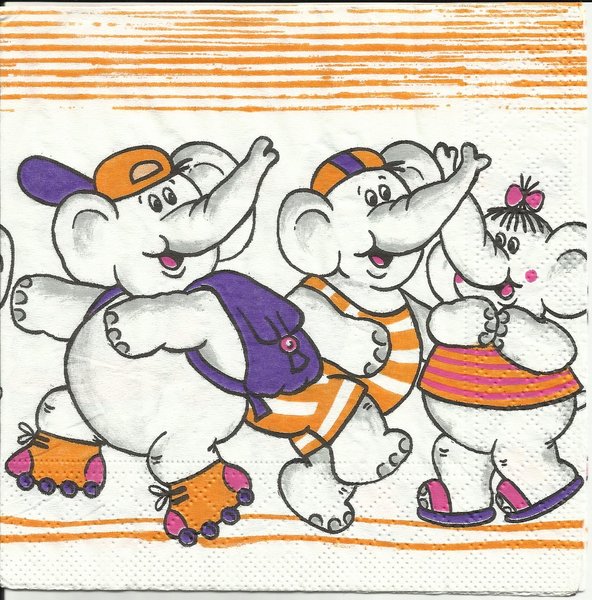 Elefanten in orange und lila