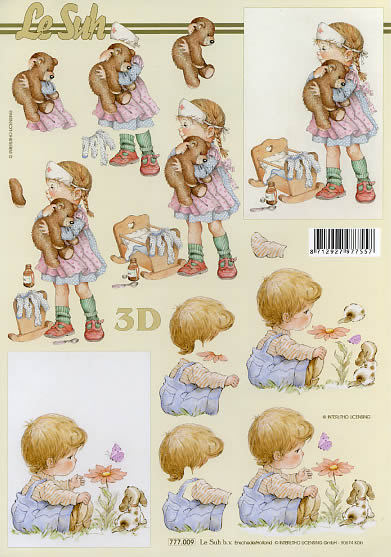 3D Bogen Schneidebogen Mädchen mit Teddy und Juge mit Hund  009