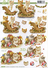 3D Bogen Schneidebogen  Katzen zu Weihnachten  Schlitten   558