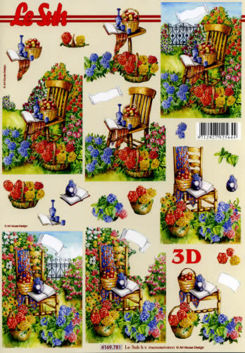 3D Bogen Schneidebogen  Garten  Blumen und Stuhl    781