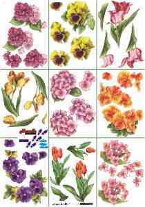 3D Bogen Schneidebogen  Kleine Hortensien , Tulpen und Veilchen   585