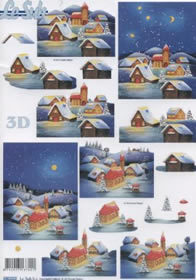 3D Bogen Stanzbogen Winterlandschaft  023
