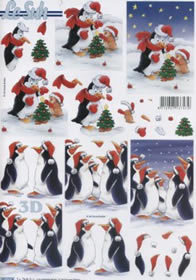 3D Bogen Stanzbogen Pinguine im Schnee  024