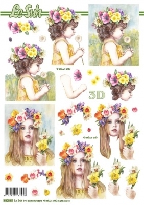 3D Bogen Stanzbogen Mädchen mit Blumen 065