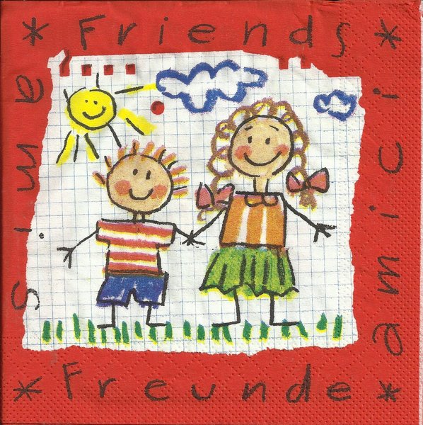 Kinderzeichnung - Amici- amis - Freunde - friends