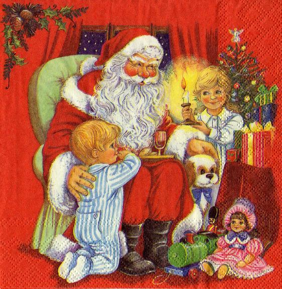 Santa mit Kinder und Hund