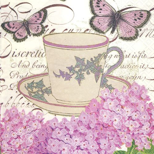 Tasse mit Schmetterlinge und Flieder -Louisa