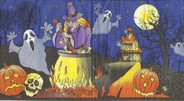 Halloween  - Hexe und Katze