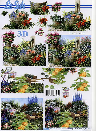 3D Bogen Schneidebogen Im Blumengarten - Teich im Kübel  056