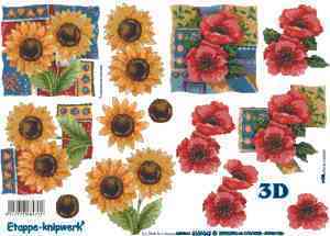 3D Bogen Schneidebogen Mohn und Sonnenblumen  443