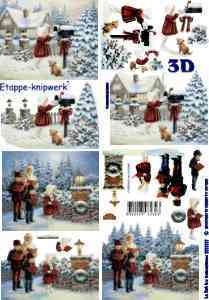 3D Bogen Schneidebogen Nostalgie Kinder im Schnee - Singen und mit Hund  546