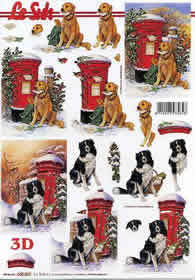 3D Bogen Schneidebogen Hunde im Winter am Briefkasten 001