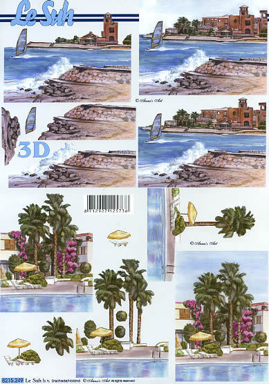 3D Bogen Schneidebogen Urlaub am Meer   Hotel und Wasser  249