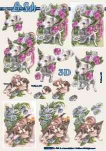 3D Bogen Schneidebogen Hunde  Welpen Blumen  276
