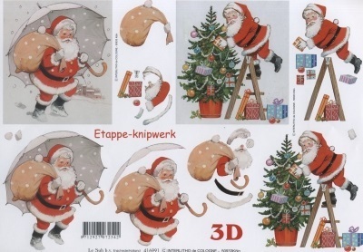 3D Bogen Schneidebogen Weihnachtsmann mit Regenschirm