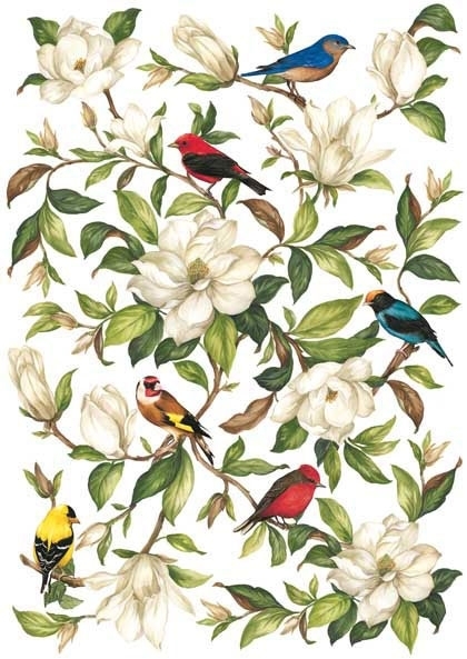 Blütenast mit Vögel