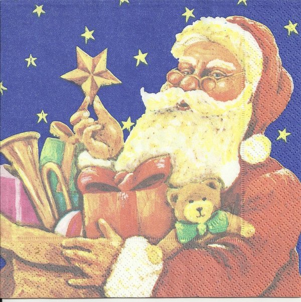 Santa with toys and teddy