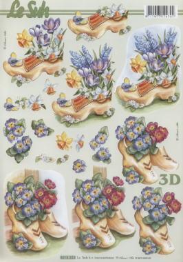 3D Bogen Schneidebogen Frühlingsblumen und Holz-clogs