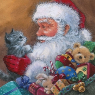 Santa with kitten