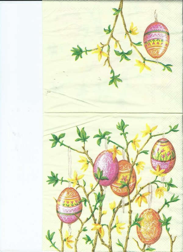 Frühling Ostern Strauß Forsythie Eier
