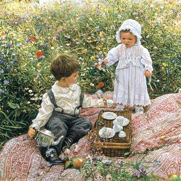 Picknick zweier Kinder