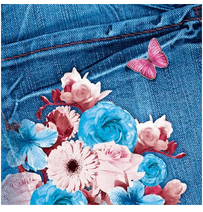 blue jeans with flower